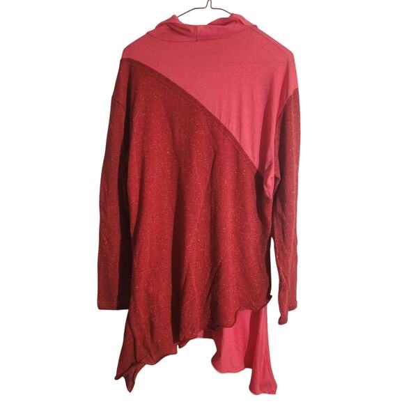 Pink Speckled Lagenlook Oversized Blouse Womens Extra Large Hankey Hem Artsy - Picture 7 of 10